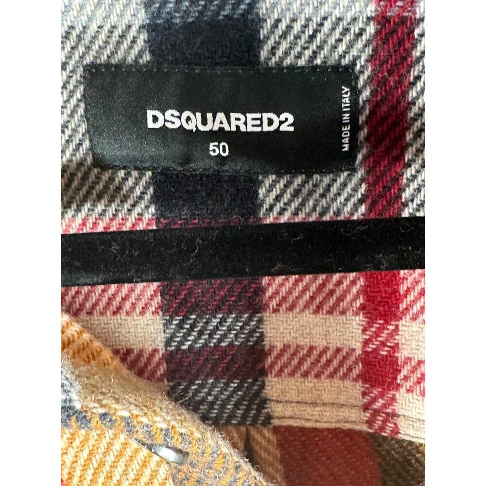 DSQUARED2 Timberman Check Pattern Shirt Wool Blend Button Up Men's Large IT 50 - Picture 6 of 7